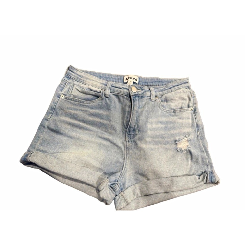 Abound Women's Mom Denim Shorts Size 30 Light Wash High Rise Stretch Cuffed
